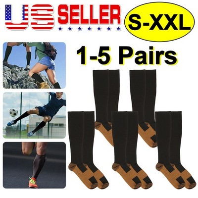 Black Knee High Compression Support Socks Graduated Support for Men Women S-XXL