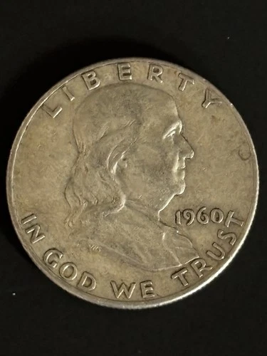 1960 Franklin Half Dollar 50C Silver Circulated Denver Mint Coin