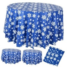 Christmas Winter Snowflake Tablecloth Winter Round Plastic Party 8.9 Inch 3