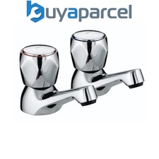 Bristan Club Pillar Taps Utility Basin Taps Chrome Plated with Metal Heads