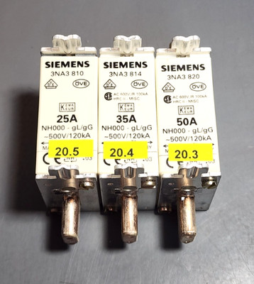 SIEMENS 3NA3810 , 3NA3814 , 3NA3820 , 25A, 35A, 50A Fuse Link