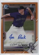 2021 Bowman Draft Chrome Pick Orange Refractor 7/25 Joe Rock #CDA-JR Auto w5p