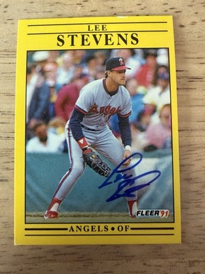Lee Stevens Signed 1991 Fleer #327 California Angels Autograph Auto