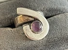 Vintage Mexican Taxco Sterling Silver 925 Amethyst Modernist Ring Sz 6.75 - 5.1g