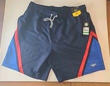 Men's Speedo The Original Swim Trunks, Navy with Red, Size Large L