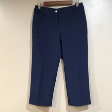 Chicos Weekends Stretch Capri Pants Womens S Navy Blue Casual Travel Cropped