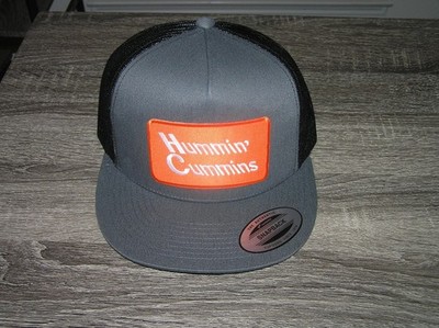 Hummin' Cummins Patch on Trucker Hat Yupoong Classic 6006 Snapback Grey/Black