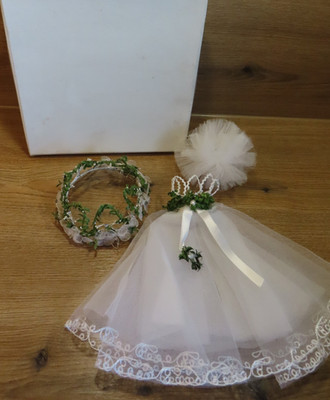 Kerzenrock ~ Tropfschutz ~Haarschmuck zur Kommunion~Set ~ Vintage 70ziger OVP