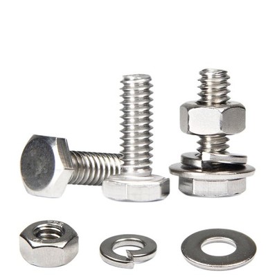 MroMax 20 Sets 1/4-20 x 3/4'' Hex Head Screw Bolt, Nuts, Flat Washer & Spring Loc