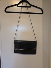 Vintage Black Metal Mesh Chainmail Evening Clutch Glam Purse Handbag Shoulderbag