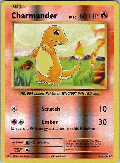 Charmander XY - Evolutions 9/108 Reverse Holo NM