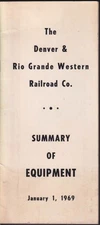 Denver & Rio Grande Western RR Summary of Equipment 1/1 1969