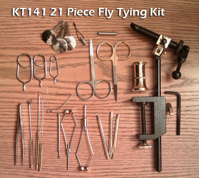 21 Peice Fly Tying Tool Kit w/Rotating Vise Premium Scissors