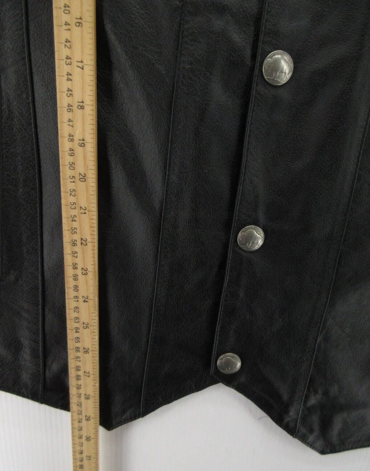 Мужской жилет FMC XXXXL черная кожаная куртка мотоциклист вестерн буйвол никелевые защелки - Изображение 3 из 4