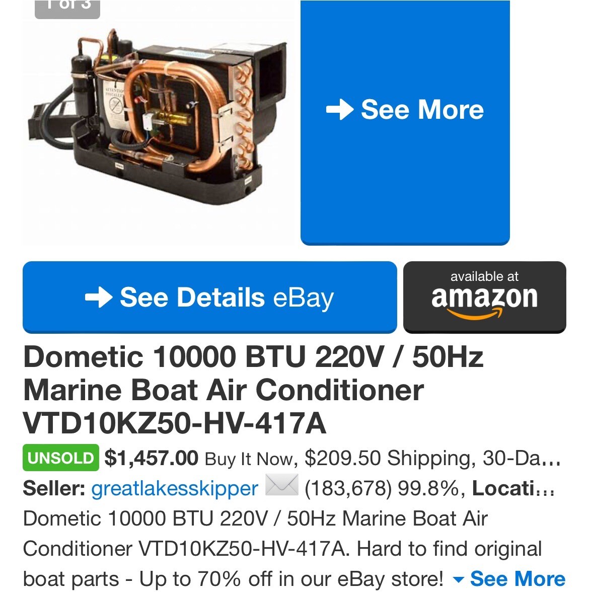 Dometic Boat Air Conditioner VTD10KZ50HV417A eBay