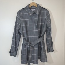 Carolina Belle Jacket Womens Xl Black Watch Plaid Wrap Trench Pockets Career