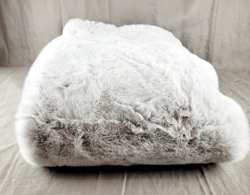 RH Lapin Ultra-Fine Faux Fur Throw Size 50x60 in Color Mist New W/O Tag - Picture 2 of 16