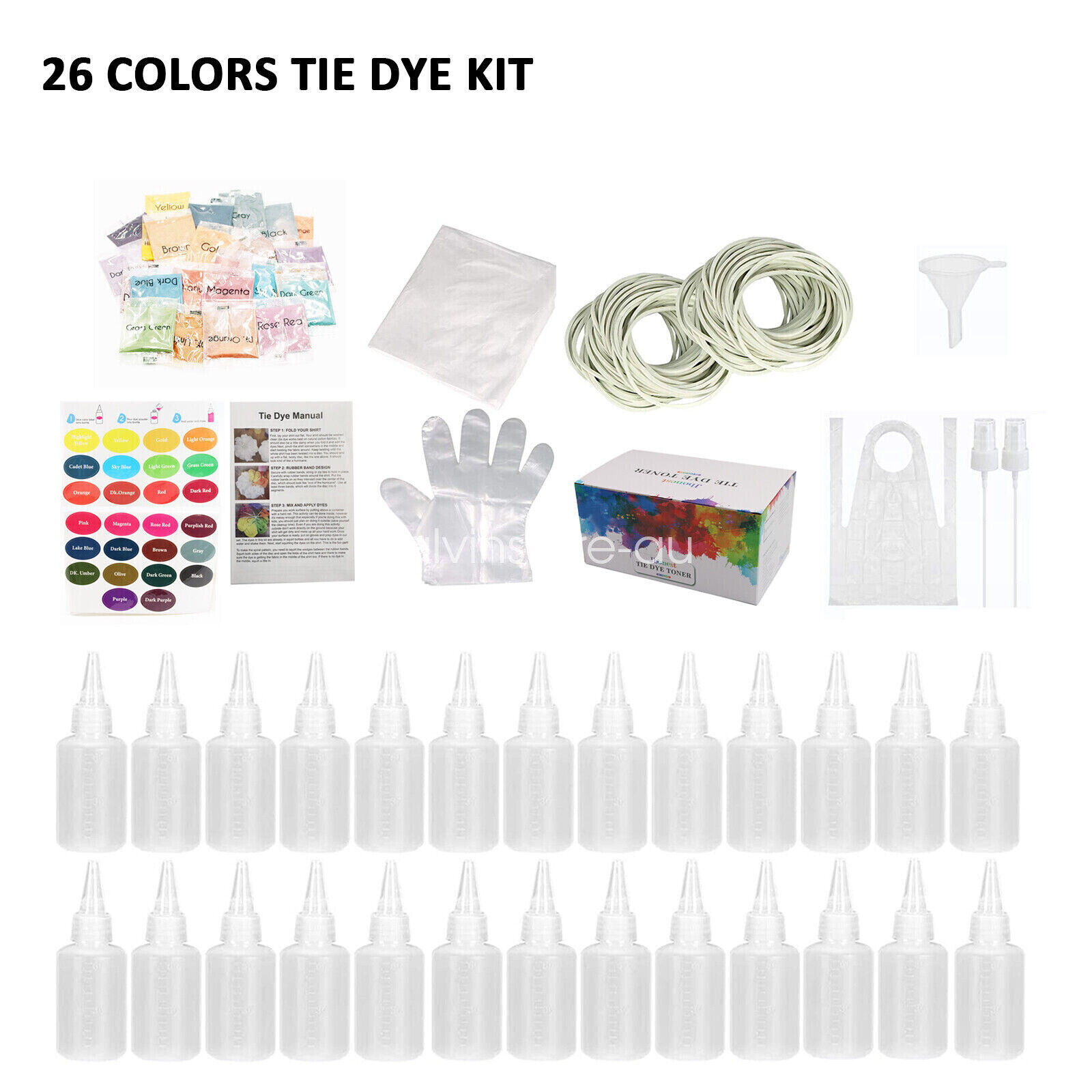Tie Dye Kit 26 Colors Fabric Tie Die Set Kit Powder TieDye Supplies