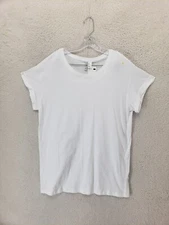 Divided H M Women Top Large White 100% Cotton Short Sleeve Regula Fit Tshirt