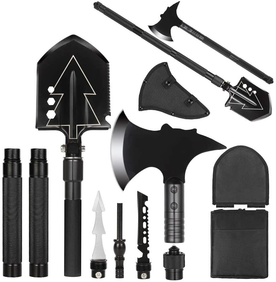 Survival Folding Shovel Ax Tomahawk Outdoor Tactical Emergency Gear Camping Tool