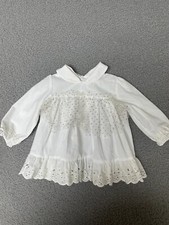 Vintage Baby Girl Dress White Lace Trim collared 12 months