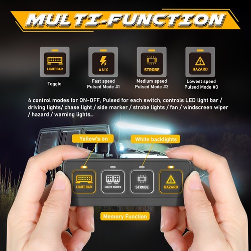 Wireless 4 Gang Switch Panel Remote Strobe Circuit Control LED Light Bar CAR 12V - Bild 3 von 18
