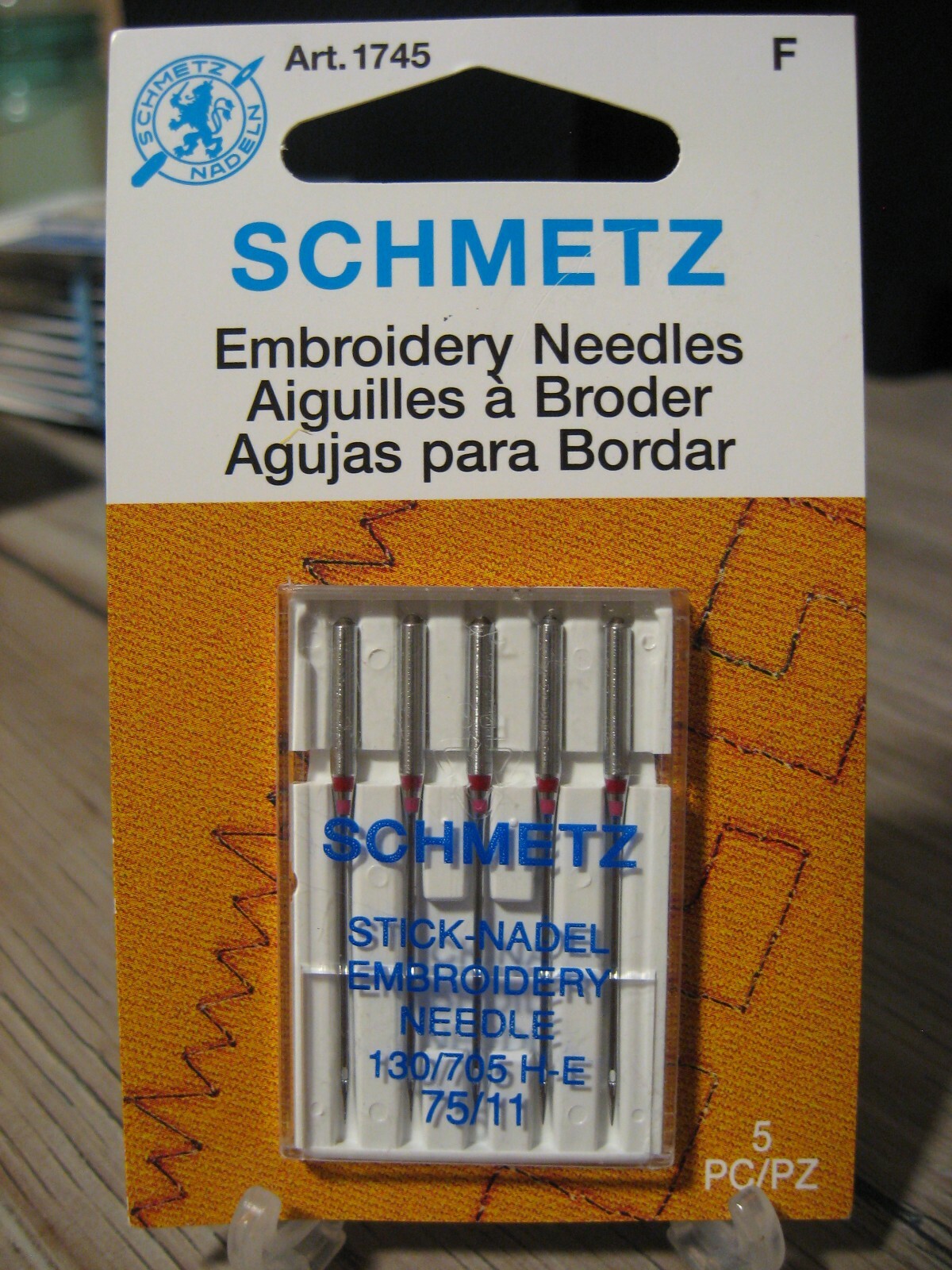 5 Schmetz 130/705 H-E Stick-Nadel Embroidery Sewing Machine Needles 11/75 #1745