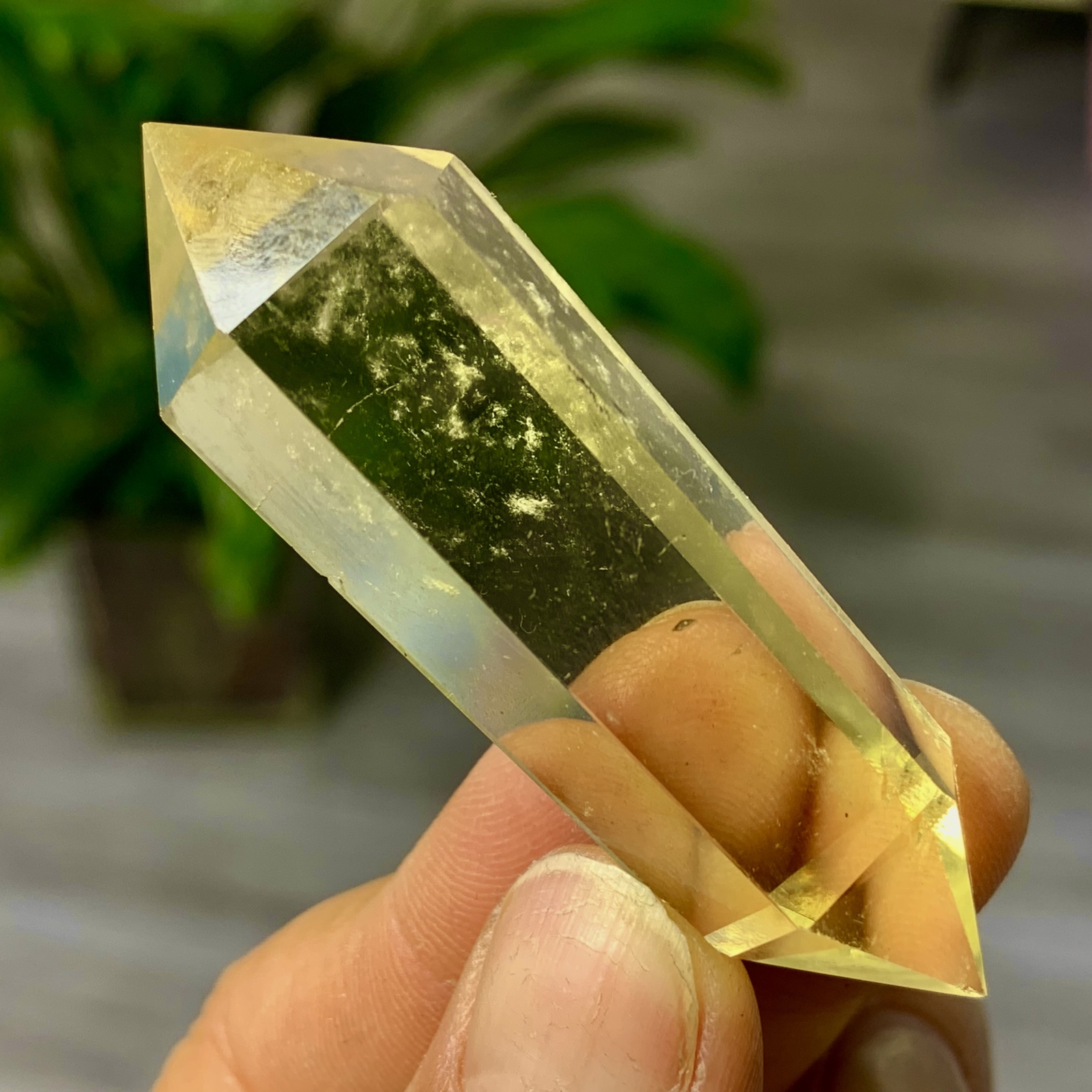 24G Natural Citrine Quartz Obelisk Crystal Double Point Wand Reiki Healing Gem