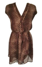 Coverse One Star Burgundy Chiffon Floral Fit & Flare Mini Dress Women Size M