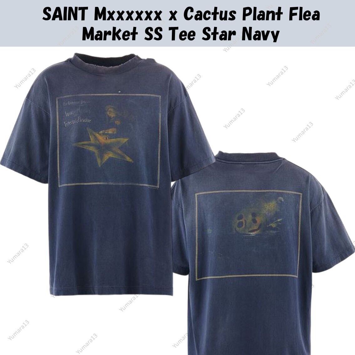 SAINT Mxxxxxx x Cactus Plant Flea Market SS Tee Star Navy SAINT Mxxxxxx x Cactus Plant Flea Market SS Tee Star Navy