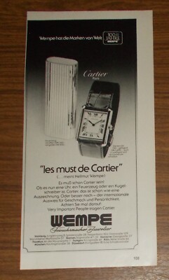 Seltene Werbung vintage LES MUST DE CARTIER Herren-Uhr Feuerzeug