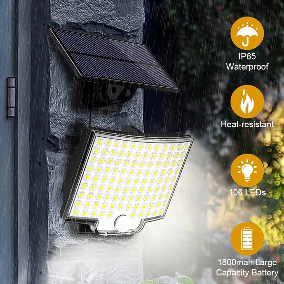 LED Solarleuchte Solarlampe Außen Fluter Sensor Strahler Mit Bewegungsmelder DE - Bild 3 von 4