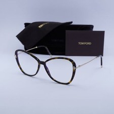 NEW TOM FORD FT5769-B 052 Dark Havana/Clear Blue Light Block 56mm Eyeglasses