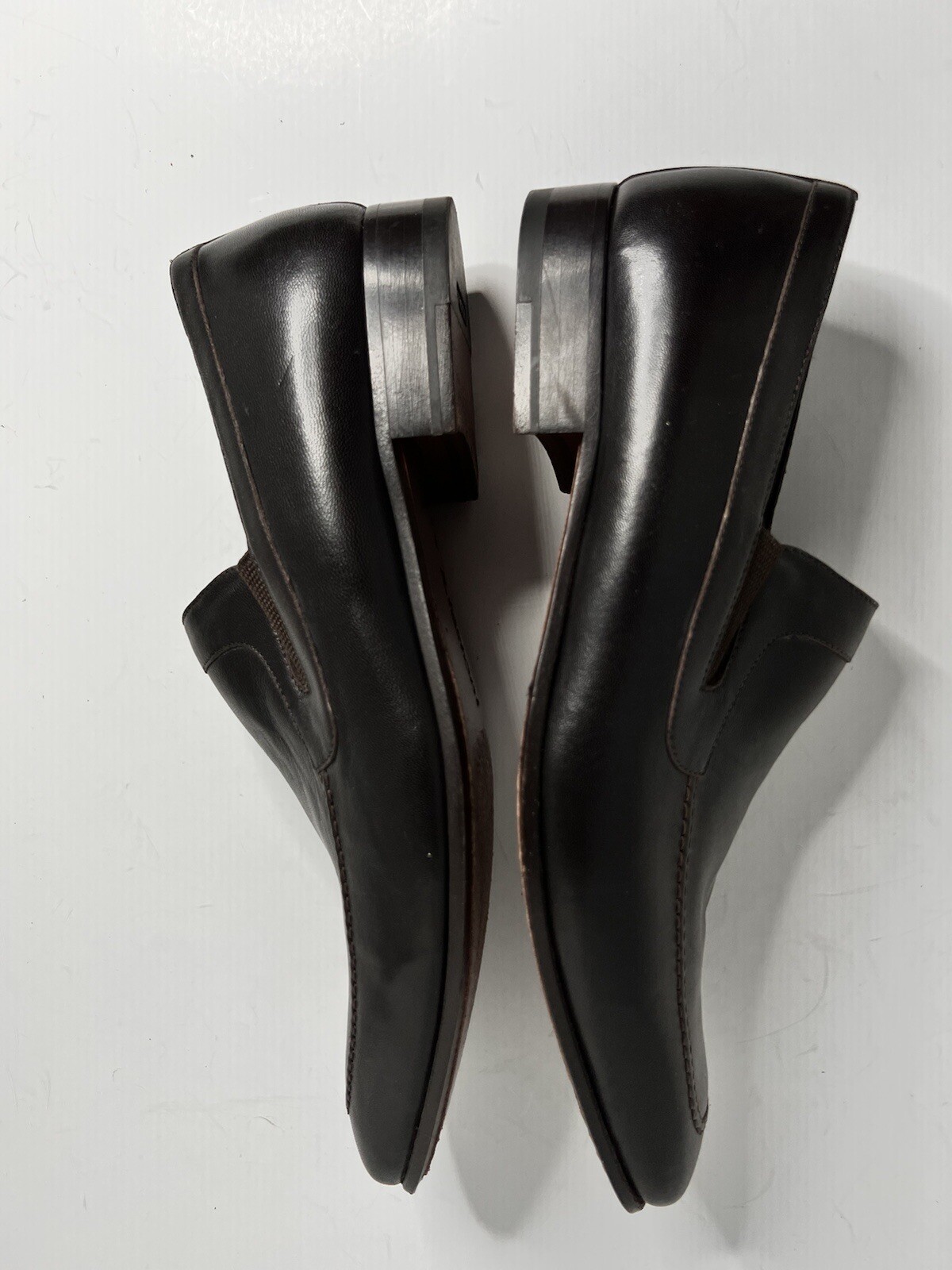 Size 9 A Testoni Basic Brown Leather Slip On Loaf… - image 6