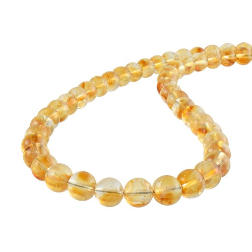Handcrafted 8mm Natural Citrino Amarillo Cuentas Redondas Cadena 18" Hilo Collar - Imagen 4 de 6