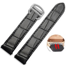 Black Strap Band for Cartier Santos Quick-Release In Alligator/Crocodile Print