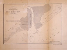 Rare 1854 Nautical Map ~ RECONNASSANCE of PASS FOURCHON, LOUSIANA Coast Survey