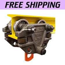 Heavy Duty I-Beam Trolley 1000lb Capacity with Side Guide Rollers - Industrial