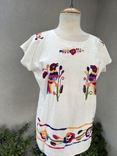 Vtg Boho Top Mexican Tunic Birds Hand Embroidery S/M