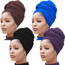 4PCS Head Wraps for Black Women Stretch Headwraps Super Soft Hair Wraps Turba...