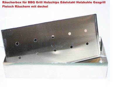 Räucherbox Aus Edelstahl – 2 Stück, Für Gas-/Holzkohlegrills, Mit Holzspänen Rauchigen Geschmack