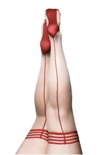 ❣️KIX'IES❣️WHITNEY Red Back Seam Classy With A Little Sassy Thigh Highs