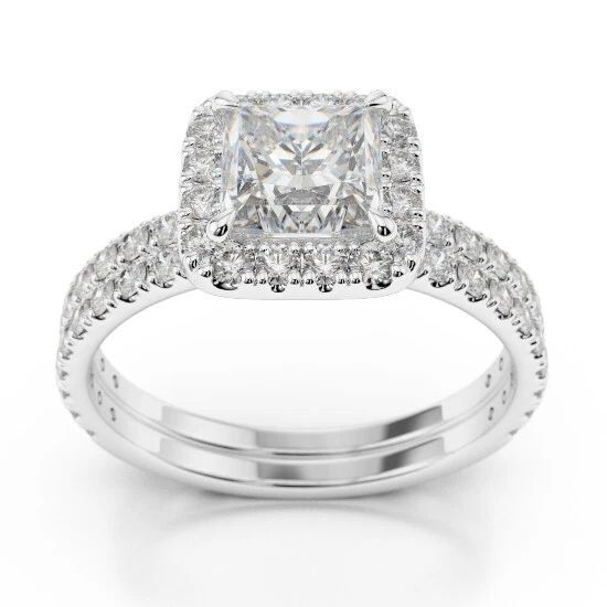 1.68 Ct Princess Cut Lab Created Diamond Engagement Ring 14K White Gold Size 7 - Image 2 of 4