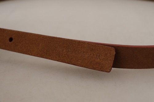 DOLCE & GABBANA Belt Brown Logo Engraved Metal Waist Buckle s. 90cm/36in - Picture 3 of 8