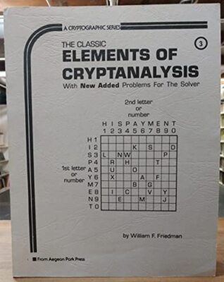 The Classic Elements of Cryptanalysis w/ Problems Solver Friedman, William F.