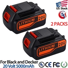 2-Pack 5.0Ah 20V LB2X4020 Lithium Battery for Black and Decker LBXR20 LBXR20B-2