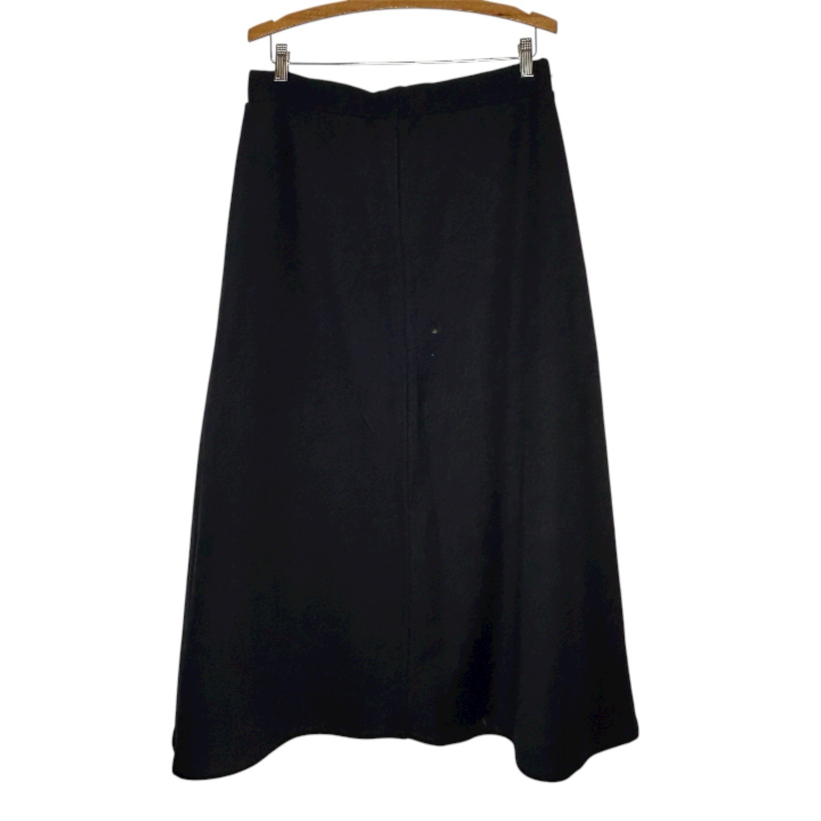 CUYANA Women L Black Organic Pima Cotton Terry Elastic Waist Split Front Skirt