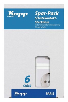 Kopp Profi-Pack á 6 UP Schuko- Steckdosen Paris Arktis Weiß m.... 9207.0201.1