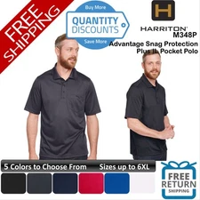 🔥 Harriton Men Advantage Snag Protection Plus IL Pocket Polo Up To 6XL M348P