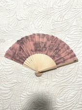 Dior Folding Hand Fan Toile de Jouy Pink Wood Authentic Handfan Limited